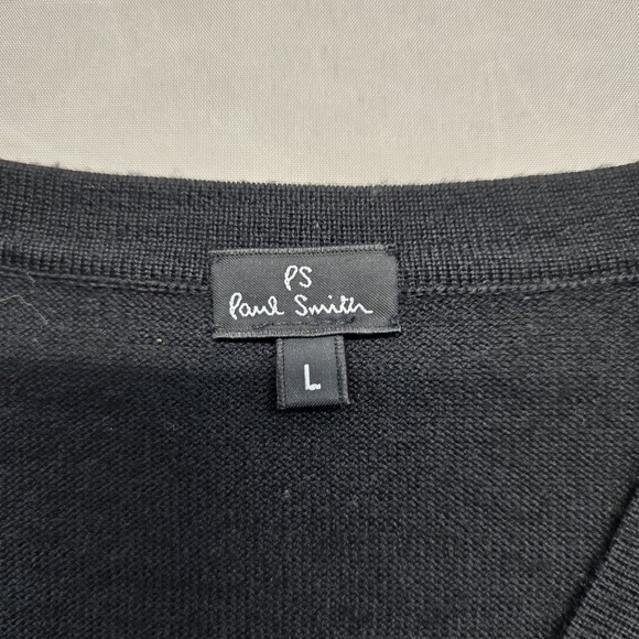 Paul‎ Smith V Neck Wool Sweater Men Size Large Black - Picture 2 of 7